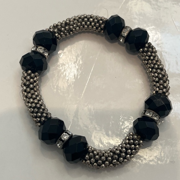 BRACELETS Lot Of 5 Multi Coloured Glass Beads, Silver Black Coppery Stretchy. - Picture 8 of 13